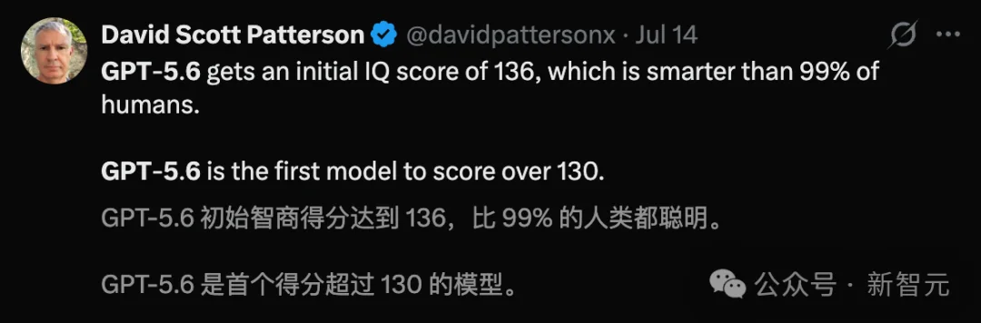 GPT-5.6智商首破130天才线!比99%人类聪明