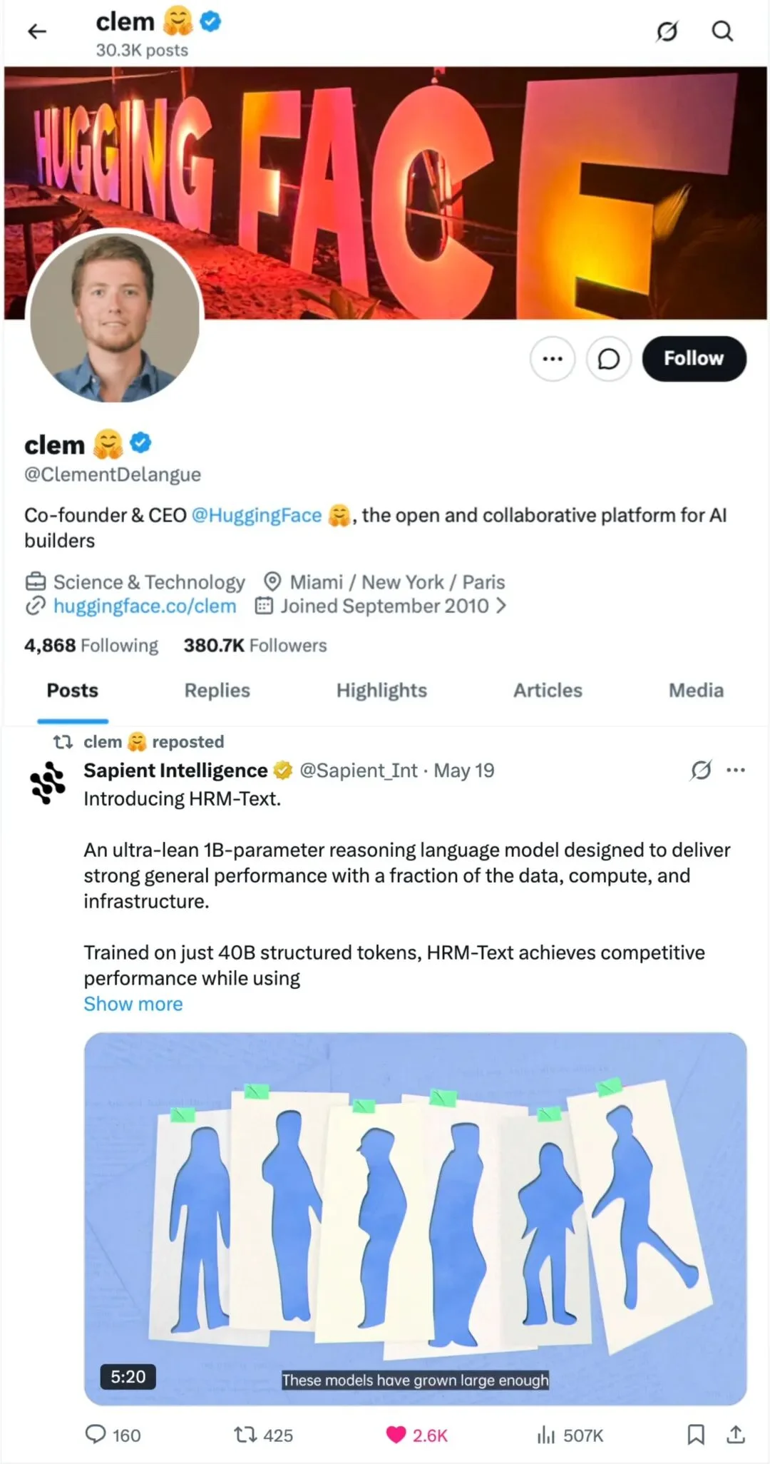 HuggingFace CEO力荐,Bengio团队也押注:这个1500美元训出的HRM模型,凭什么火了?