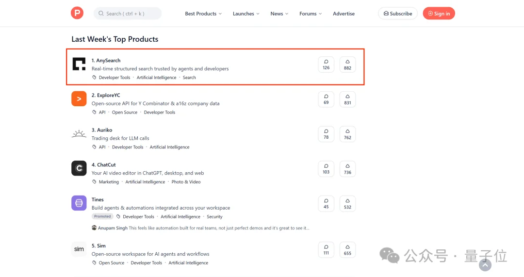 Agent专用搜索登顶Product Hunt,Token更省搜得更准