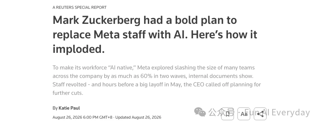 扎克伯格想让 AI 接管 Meta 真人工作,几个月后他自己叫停了