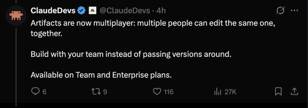 Claude Artifacts 一夜打通“全网公开分享+多人编辑”,AI 交付闭环彻底杀疯了
