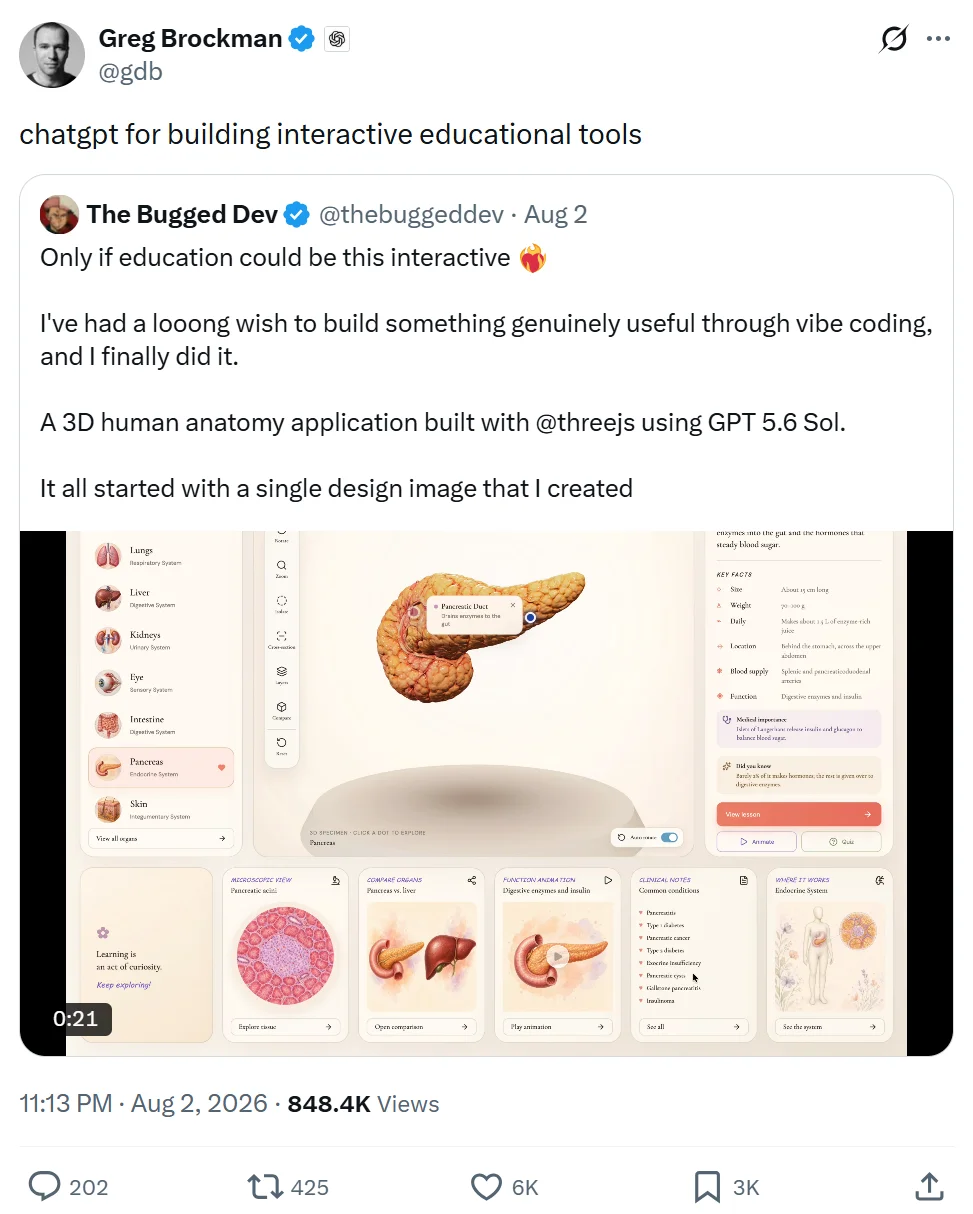 Vibe Coding杀进3D领域！OpenAI总裁都在围观这种新玩法