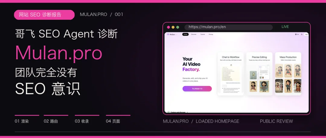 哥飞 SEO Agent 对 Mulan.pro 的 SEO 诊断报告:团队完全没有 SEO 意识